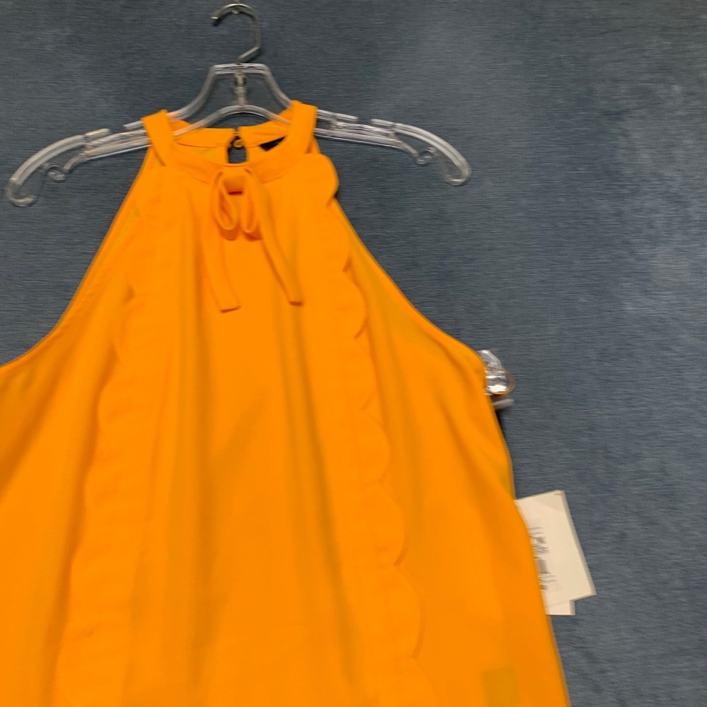 Victoria Beckham For Target Blouse Top Womens M Marigold High Neck Scallop Trim - Picture 4 of 15